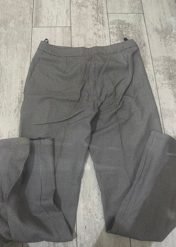 Düğmeli Gri Keten Kadın Pantolon - Görsel 3