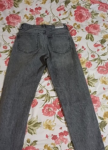 29 Beden gri Renk Mavi Cindy yüksek bel daralan paça açık gri mom jeans