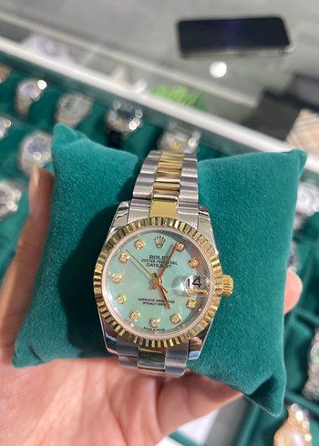 Kadın Turkuaz Klasik Rolex Saat