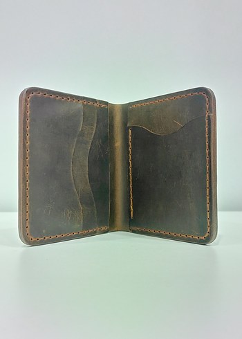 Kahverengi Retro Hakiki Deri El yapımı erkek cüzdanı - Görsel 4