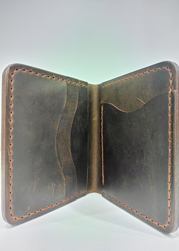 Kahverengi Retro Hakiki Deri El yapımı erkek cüzdanı - Görsel 6