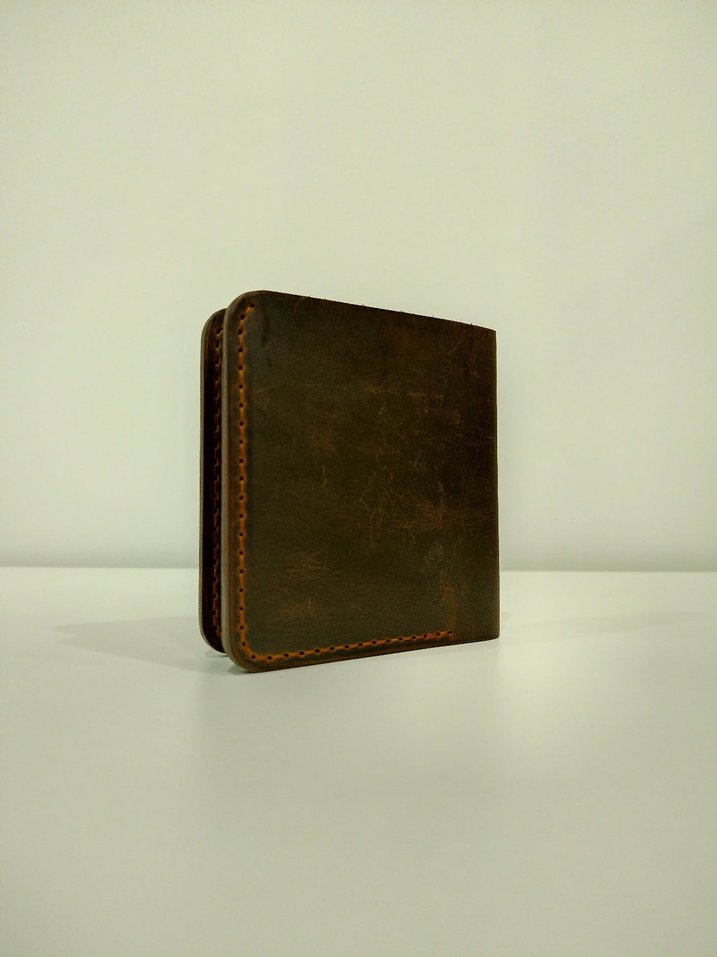 Kahverengi Retro Hakiki Deri El yapımı erkek cüzdanı - Görsel 3