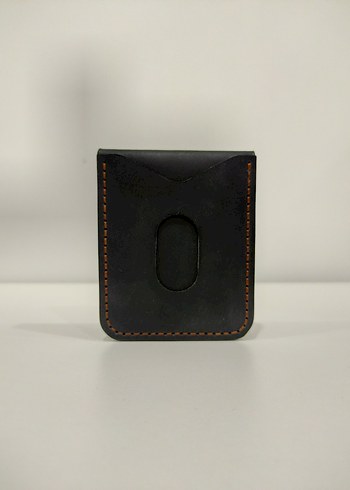 Siyah/Antrasit Hakiki Deri Erkek Minimal Kartlık El Yapımı - Görsel 3