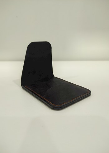 Siyah/Antrasit Hakiki Deri Erkek Minimal Kartlık El Yapımı - Görsel 4