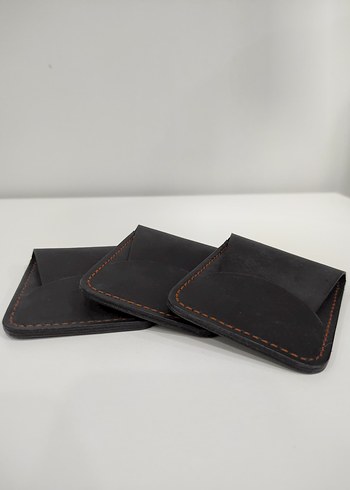 Siyah/Antrasit Hakiki Deri Erkek Minimal Kartlık El Yapımı - Görsel 5
