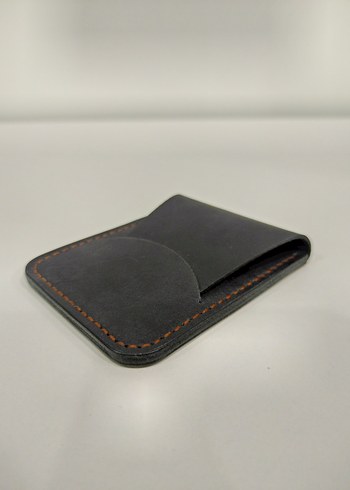 Siyah/Antrasit Hakiki Deri Erkek Minimal Kartlık El Yapımı - Görsel 2