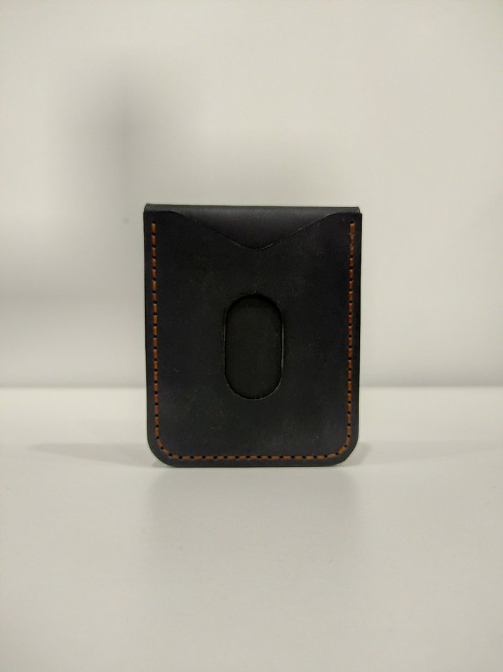 Siyah/Antrasit Hakiki Deri Erkek Minimal Kartlık El Yapımı - Görsel 3