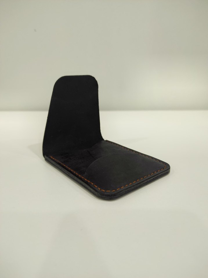 Siyah/Antrasit Hakiki Deri Erkek Minimal Kartlık El Yapımı - Görsel 4