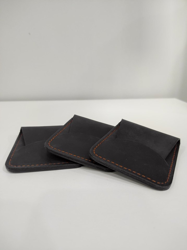 Siyah/Antrasit Hakiki Deri Erkek Minimal Kartlık El Yapımı - Görsel 5