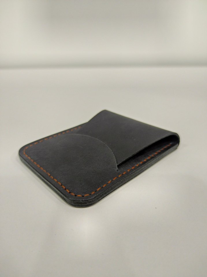 Siyah/Antrasit Hakiki Deri Erkek Minimal Kartlık El Yapımı - Görsel 2
