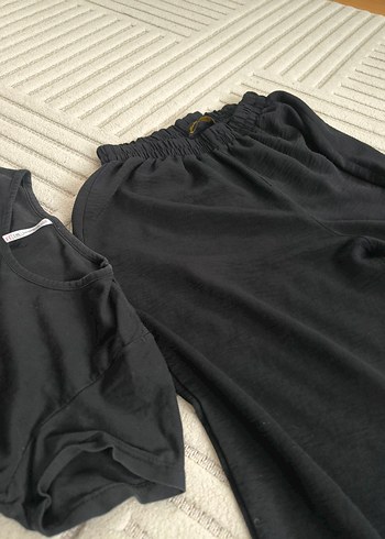 Siyah Baskılı Kadın tişört ile pijama M beden - Görsel 4