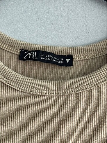 s Beden Zara bej/kahverenk halterneck atlet crop