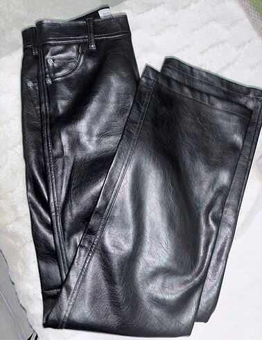 Suni Deri Straight Fit Pantolon
