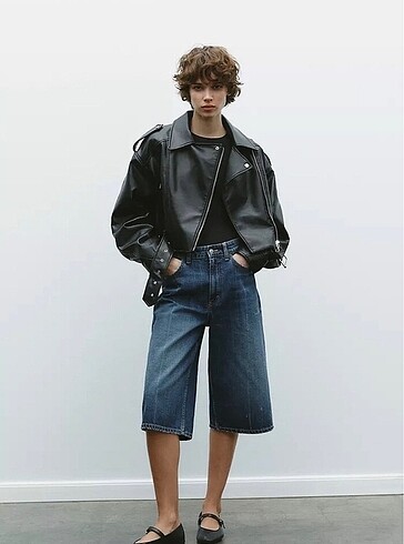 Zara Zara Crop Biker Ceket