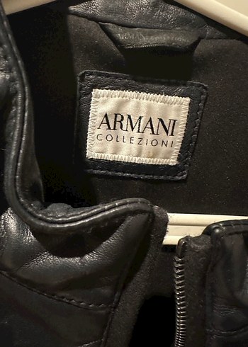 Armani Siyah Deri Fermuarlı Erkek Ceget - Görsel 4