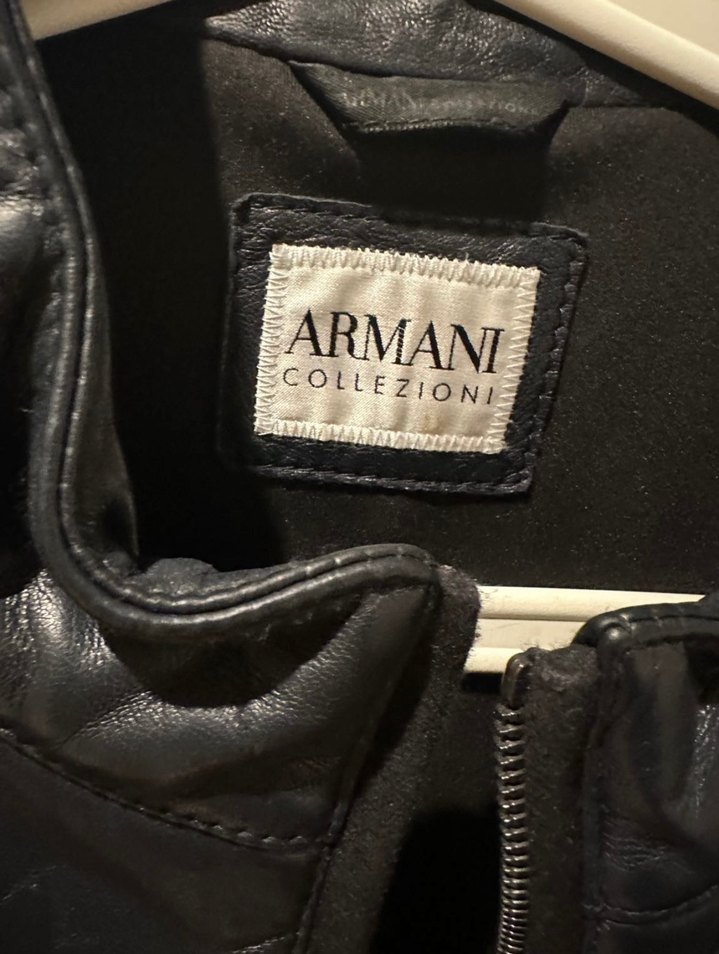 Armani Siyah Deri Fermuarlı Erkek Ceget - Görsel 4