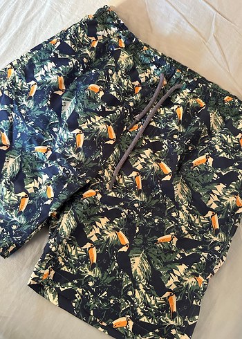 Erkek Koyu Yeşil Desenli Mini Şort - Görsel 2