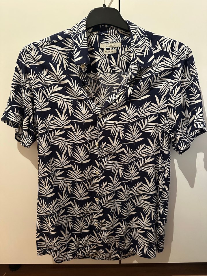 Erkek Mavi Kısa Kollu Desenli Gömlek - Görsel 3