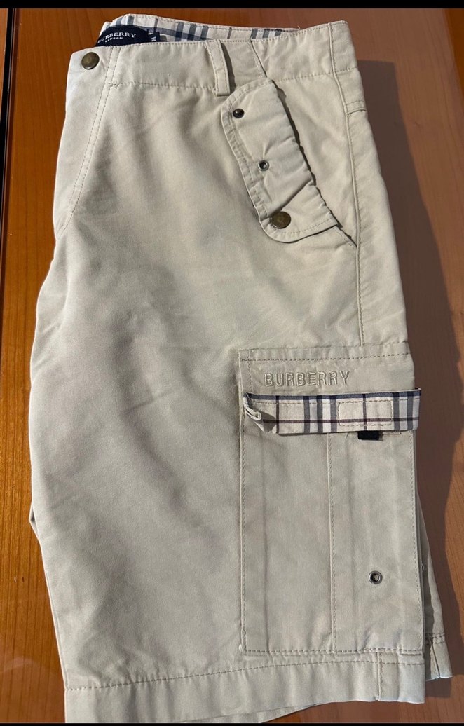 Bej Burberry Kemerli Midi Erkek Bermuda Şort - Görsel 3