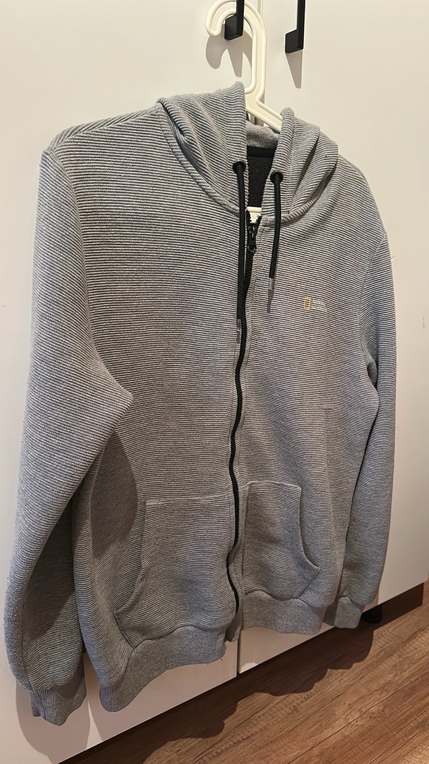 Erkek Gri Kapüşonlu Fermuarlı Sweatshirt - Görsel 2