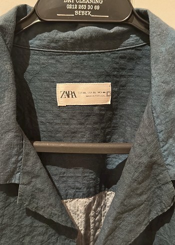 Erkek Keten Mavi Bağlama Desenli Gömlek - Görsel 4