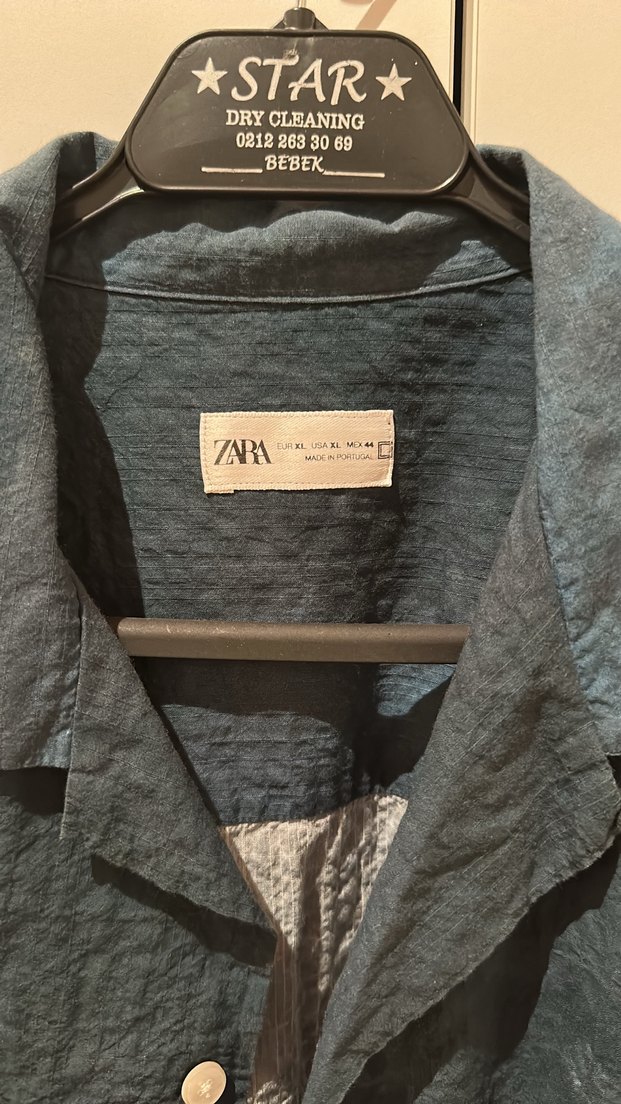 Erkek Keten Mavi Bağlama Desenli Gömlek - Görsel 4