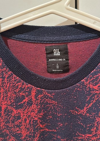 Koyu Kırmızı Bağlama Desenli Erkek Sweatshirt - Görsel 4