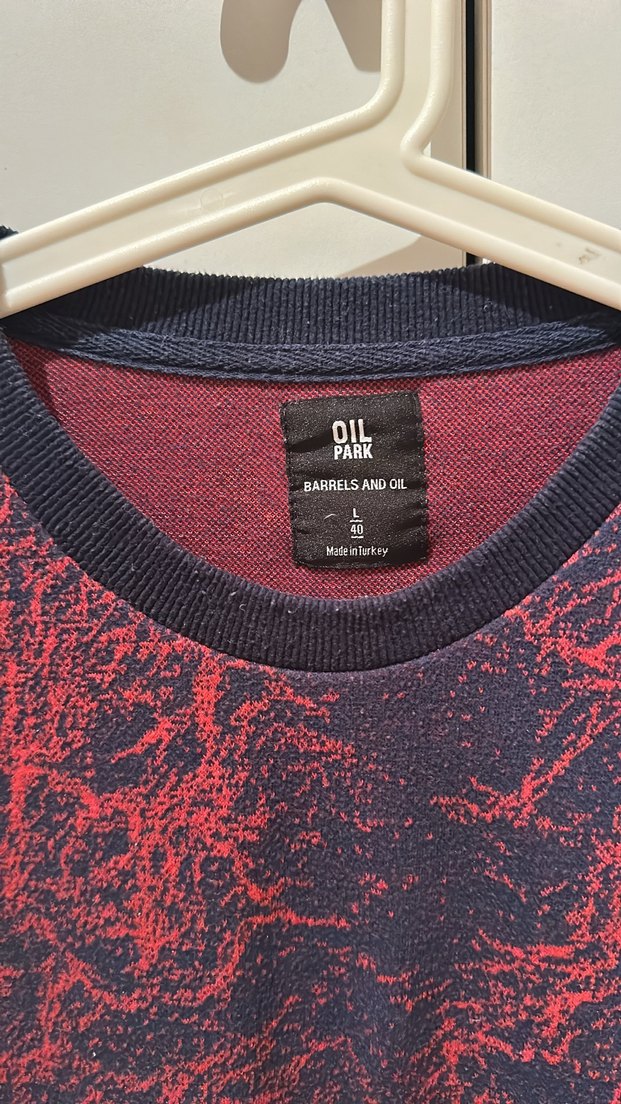 Koyu Kırmızı Bağlama Desenli Erkek Sweatshirt - Görsel 4