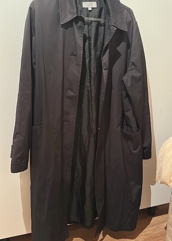 Bayan Gri Düğmeli Midi Yağmurluk - Görsel 5