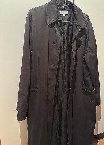 Bayan Gri Düğmeli Midi Yağmurluk - Görsel 3