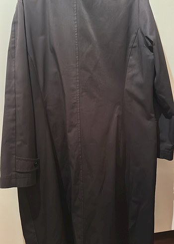 Bayan Gri Düğmeli Midi Yağmurluk - Görsel 6