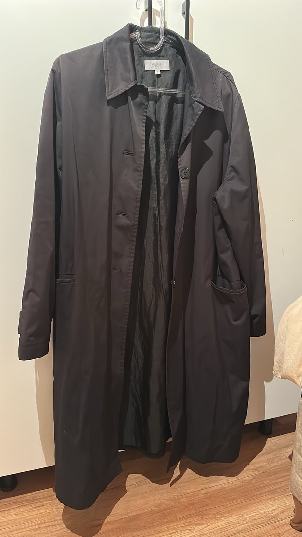 Bayan Gri Düğmeli Midi Yağmurluk - Görsel 5