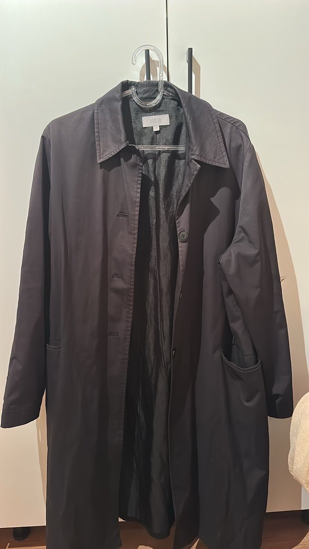 Bayan Gri Düğmeli Midi Yağmurluk - Görsel 2