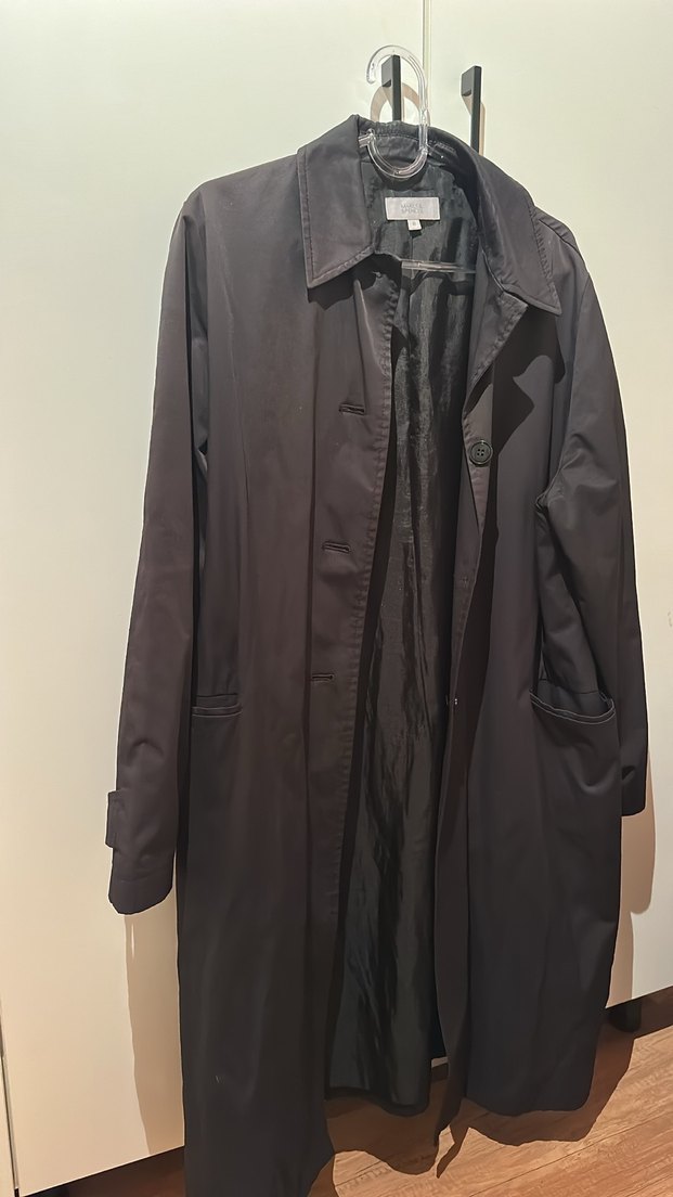 Bayan Gri Düğmeli Midi Yağmurluk - Görsel 3