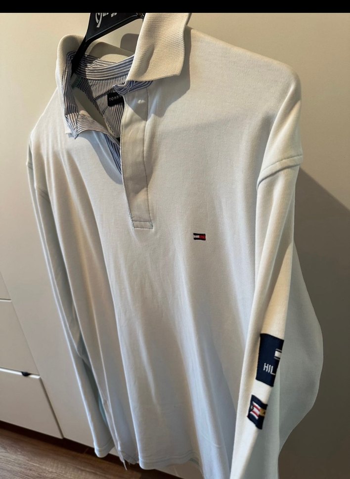 Tommy Hilfiger Beyaz Uzun Kollu Polo Tişört - Görsel 3