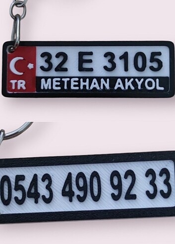 Plaka anahtarlık Tasarımı çift taraflı baskı 
