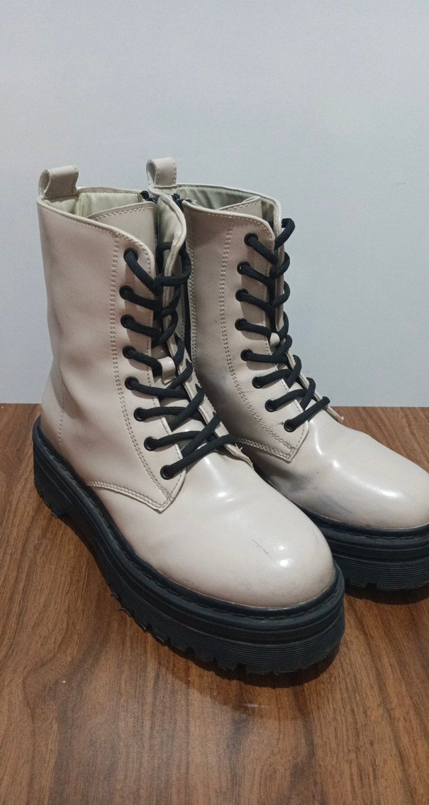 Bej Platform Topuklu Kadın Botu - Görsel 4