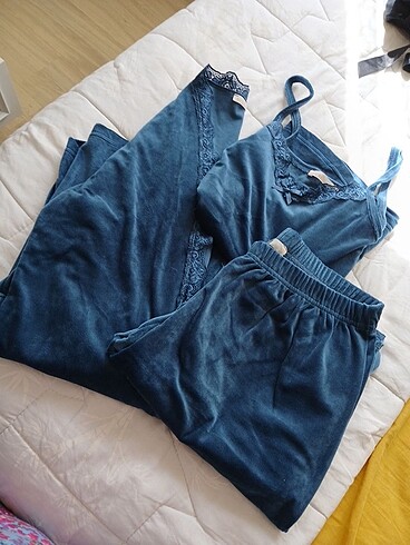 Ecrou 3 lü kadife pijama takımı - Görsel 2