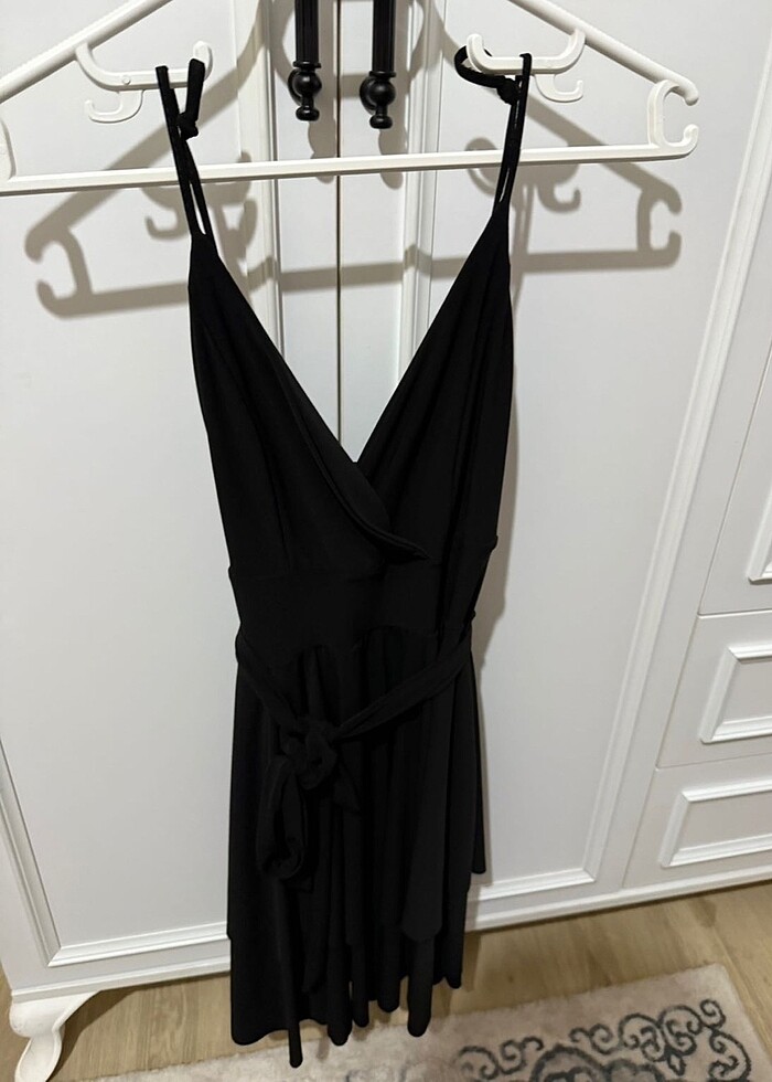 İp askılı likralı şık elbise - Görsel 2