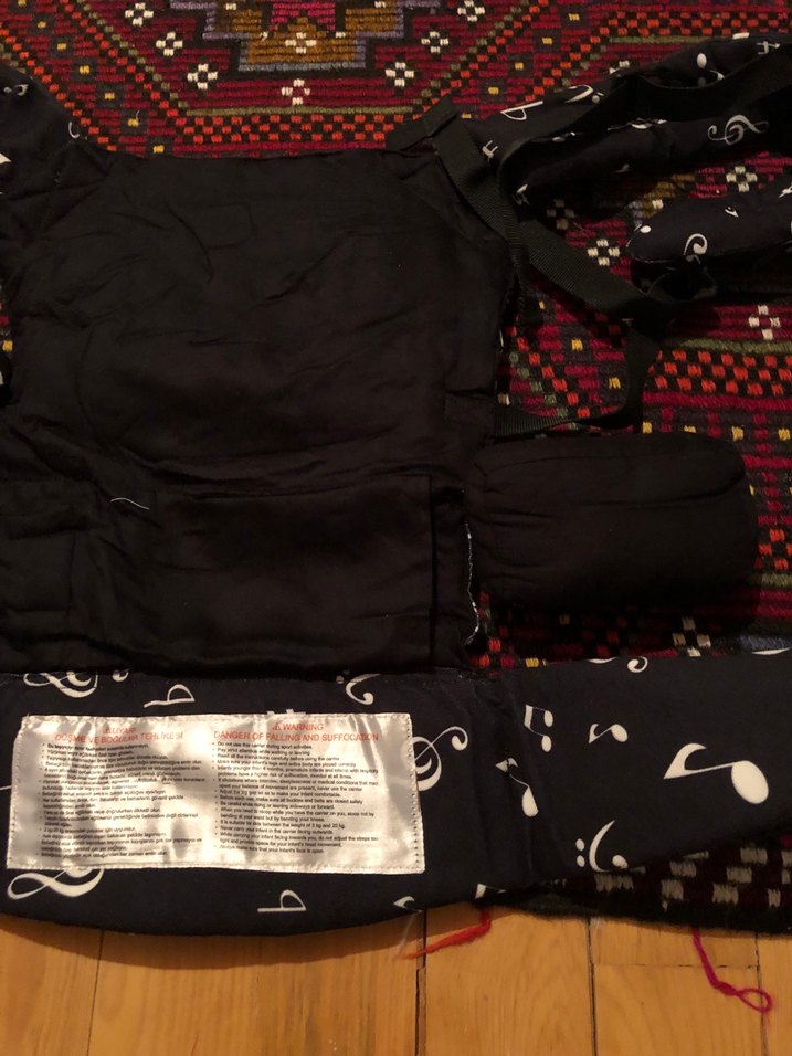 Siyah Müzik Notlu kanguru Bebek Taşıyıcı - Görsel 3