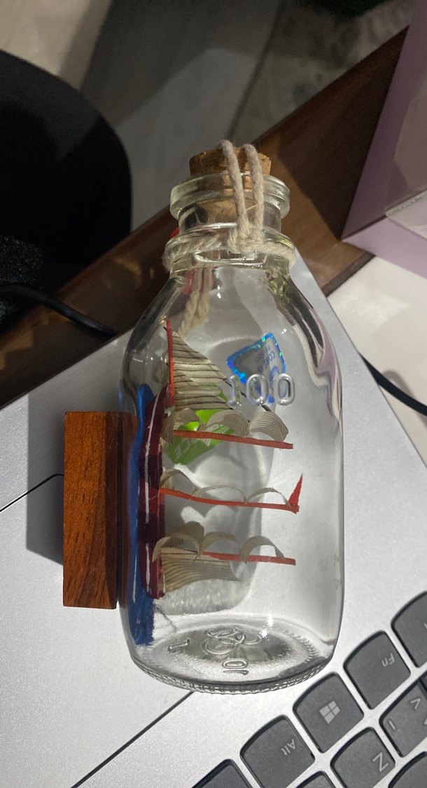 Cam Şişe İçinde Renkli Yelkenli Figür - Görsel 3