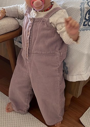 Düğmeli Mor Bebek Kız Tulum - Görsel 2