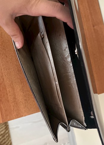 Parlak Kahverengi Deri Kadın Clutch Çanta - Görsel 2