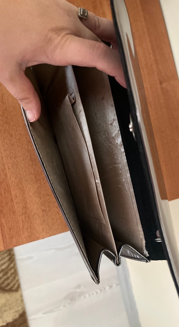 Parlak Kahverengi Deri Kadın Clutch Çanta - Görsel 2