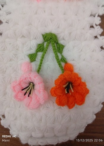 Çiçek Desenli El Örgüsü Beyaz Dantel - Görsel 6