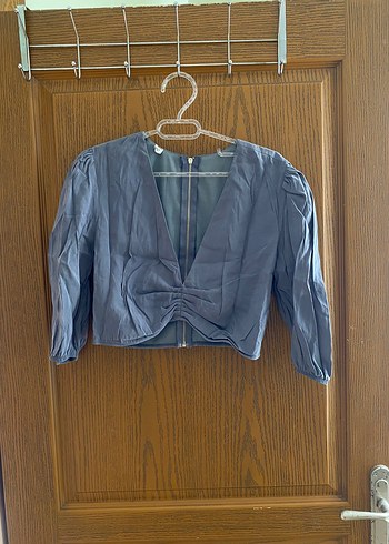 Gri Keten Bol Kesim Kemerli Kadın Pantolon gri bustiyer - Görsel 3