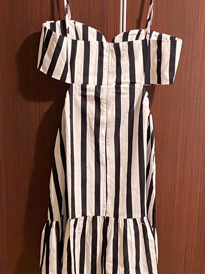 Zebra Desenli Uzun Askılı Kadın Elbise - Görsel 3