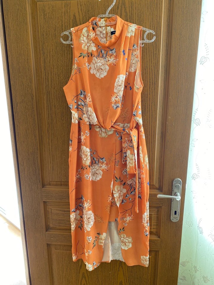 Turuncu Çiçekli Bohem Uzun Tulum - Görsel 2