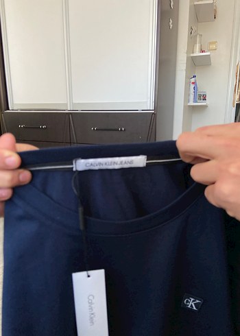 Erkek Lacivert Pamuklu Kısa Kollu Tişört orjinal ck M beden - Görsel 4