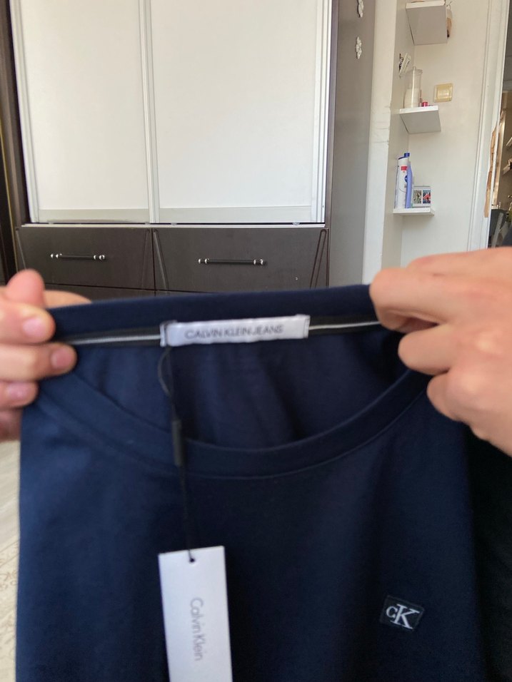 Erkek Lacivert Pamuklu Kısa Kollu Tişört orjinal ck M beden - Görsel 4